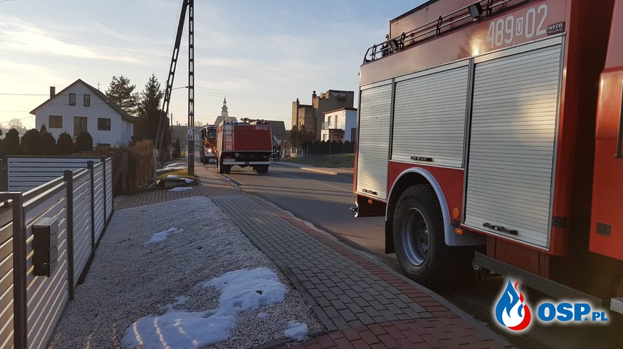 Pożar sadzy w kominie w Gostomi OSP Ochotnicza Straż Pożarna