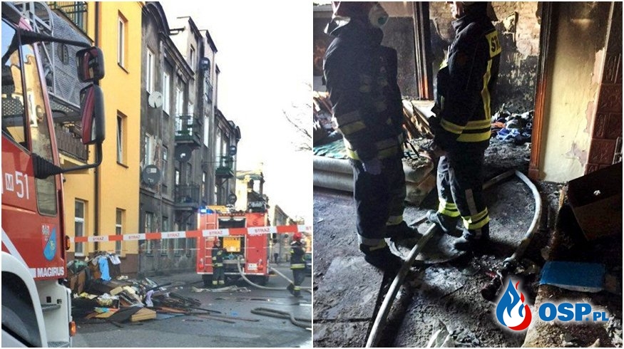 Policjanci uratowali starszą kobietę z płonącego mieszkania OSP Ochotnicza Straż Pożarna