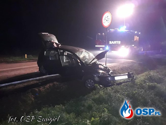 18-latek stracił panowanie nad samochodem. 3 osoby ranne. OSP Ochotnicza Straż Pożarna