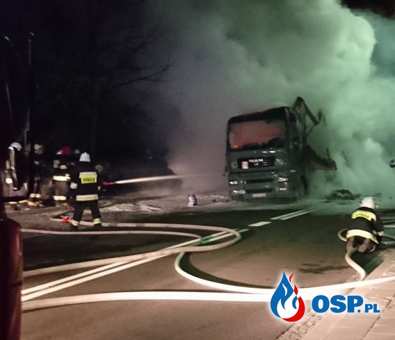 Pożar ciężarówki na DK nr 8 w Suchowoli OSP Ochotnicza Straż Pożarna