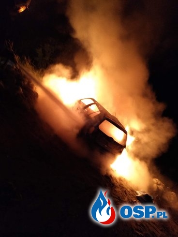 Pożar porzuconego samochodu osobowego przy DW 871 OSP Ochotnicza Straż Pożarna