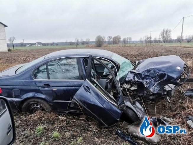 Wypadek samochodu osobowego w Orchowie OSP Ochotnicza Straż Pożarna