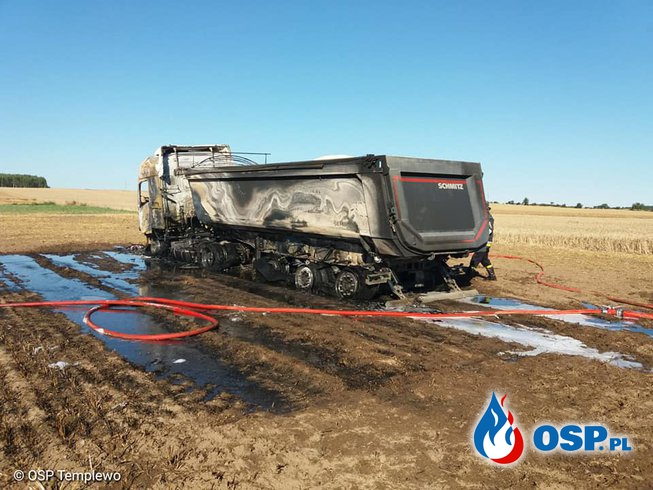 Goruńsko - ciężarówka spłonęła doszczętnie w polu OSP Ochotnicza Straż Pożarna