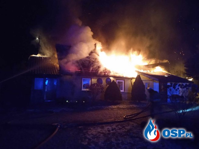 Pożar domu Grabie OSP Ochotnicza Straż Pożarna
