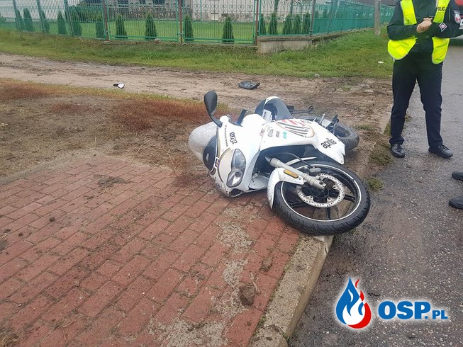 Motocyklista uderzył w słup OSP Ochotnicza Straż Pożarna