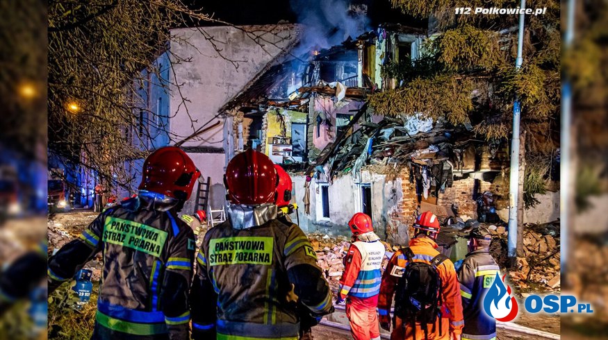 5 osób rannych po wybuchu w Ścinawie. Część budynku runęła. OSP Ochotnicza Straż Pożarna