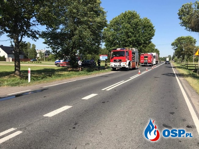 Wypadek drogowy w Glinojecku na DK60 OSP Ochotnicza Straż Pożarna