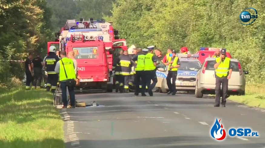 Tragiczny wypadek w Bogusławcu. Nie żyją cztery osoby jadące busem. OSP Ochotnicza Straż Pożarna