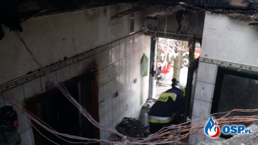 Pożar budynku socjalnego w tartaku w Legbądzie OSP Ochotnicza Straż Pożarna