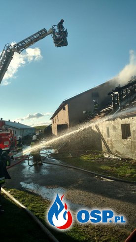 Pożar budynku gospodarczego w Nawiadach 29.04.2017 OSP Ochotnicza Straż Pożarna