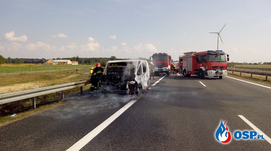 Pożar busa na Autostradzie OSP Ochotnicza Straż Pożarna