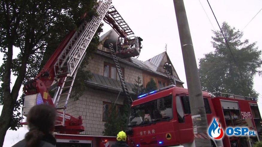 Pożar domu w Murzasichlu na Podhalu. OSP Ochotnicza Straż Pożarna