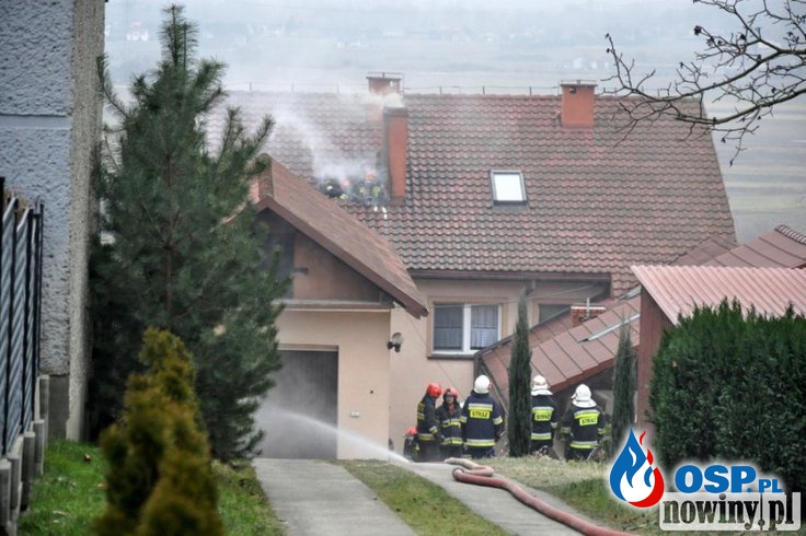 Pożar dachu w budynku jednorodzinnym oraz pożar wędzelnika. OSP Ochotnicza Straż Pożarna