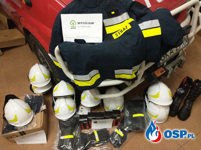 „Zakup butów specjalnych, ubrań specjalnych, hełmów, rękawic specjalnych, kominiarek oraz latarek kątowych na potrzeby akcji ratowniczo-gaśniczych.” OSP Ochotnicza Straż Pożarna