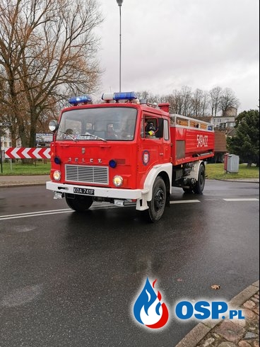 Biały Bór. ul. Dworcowa DK25 Plama Oleju OSP Ochotnicza Straż Pożarna