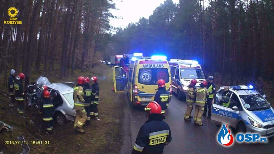Wypadek 22-02-2020 Korzybie-Sławno OSP Ochotnicza Straż Pożarna