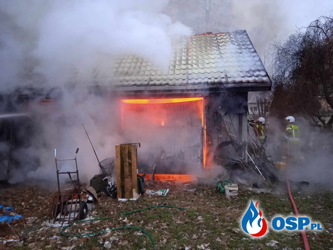 Pożar garażu Nowe Miasto OSP Ochotnicza Straż Pożarna