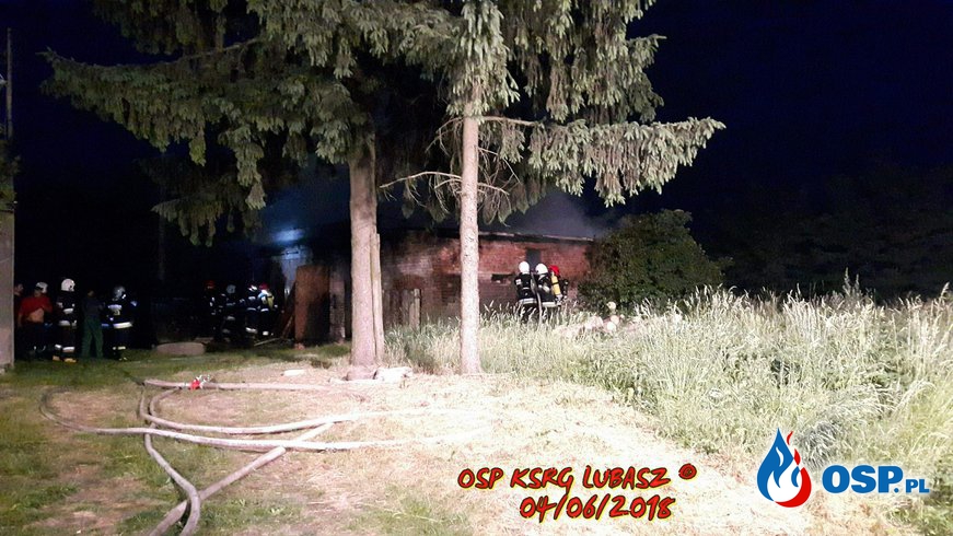 Pożaru budynku gospodarczego OSP Ochotnicza Straż Pożarna