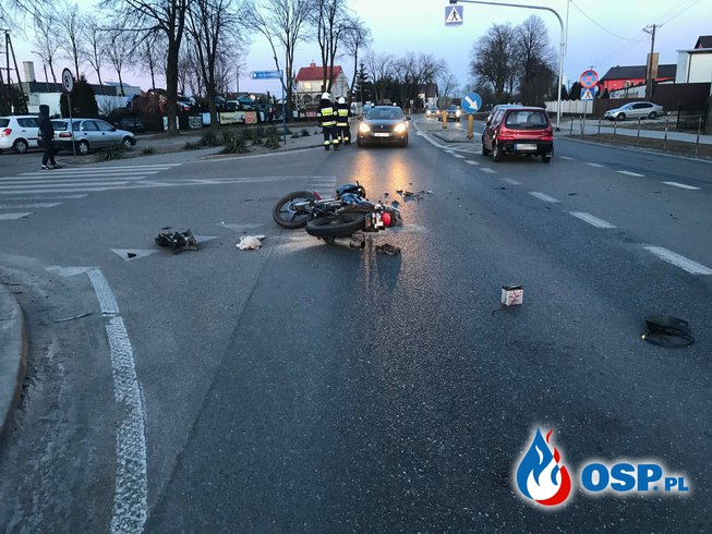 Wypadek motocyklisty z osobówką na DK60 OSP Ochotnicza Straż Pożarna