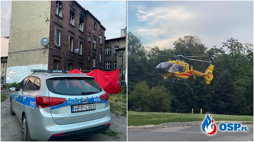 Tragiczny finał pożaru w Chorzowie. Jedna osoba nie żyje, druga jest ranna. OSP Ochotnicza Straż Pożarna