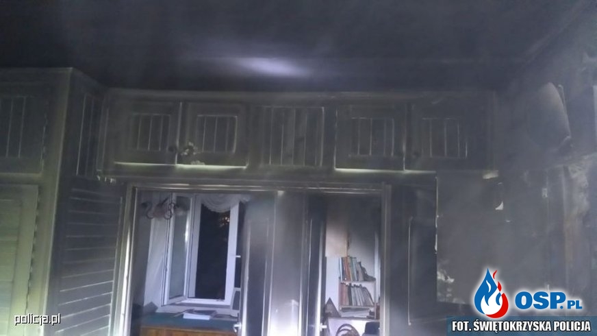 Policjant wyniósł kobietę z płonącego mieszkania OSP Ochotnicza Straż Pożarna