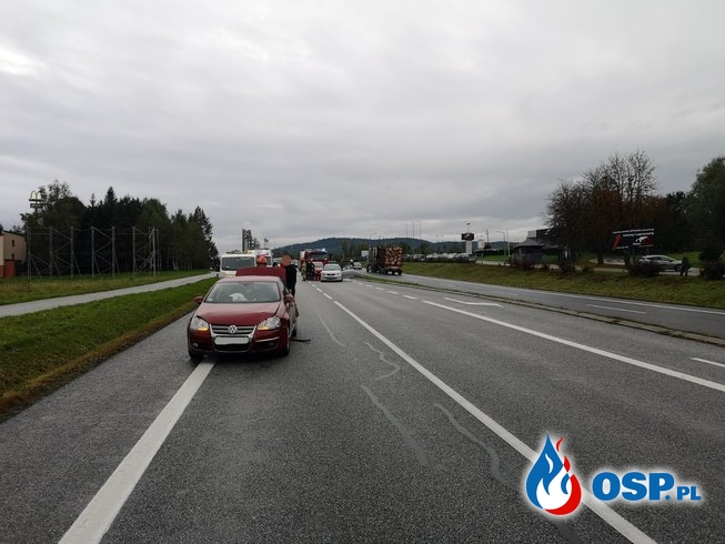 Wypadek trzech samochodów osobowych na DK7 - 9 października 2019r. OSP Ochotnicza Straż Pożarna
