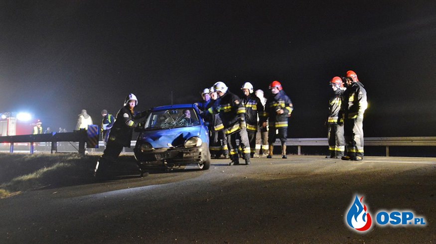 Wypadek na drodze wojewódzkiej nr 414 między Krobuszem a Dębiną OSP Ochotnicza Straż Pożarna