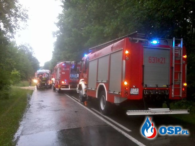 Wypadek drogowy na drodze między Brynicą a Świerklańcem. (08.07.2015) OSP Ochotnicza Straż Pożarna