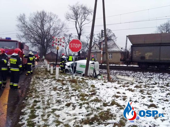 Wypadek ze pociągiem towarowym OSP Ochotnicza Straż Pożarna