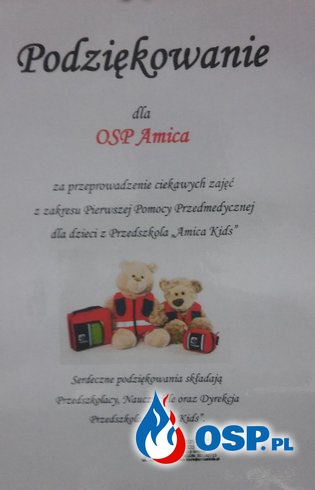Pokaz ratownictwa medycznego - Przedszkole Amica Kids. OSP Ochotnicza Straż Pożarna