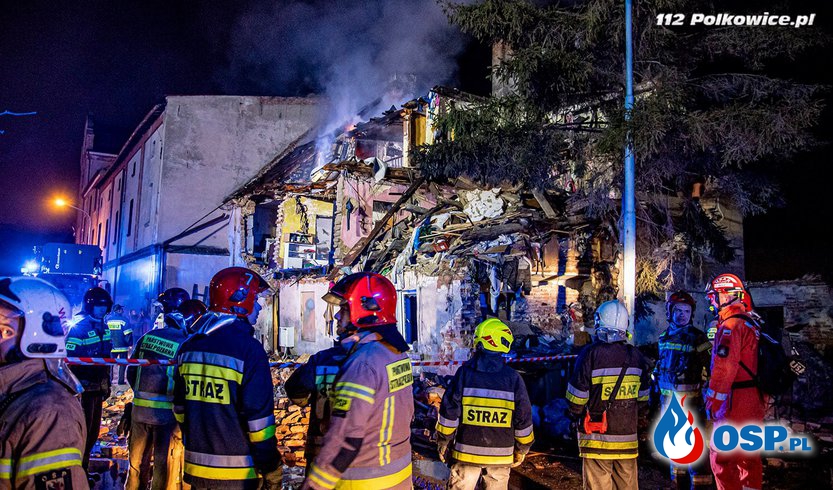 5 osób rannych po wybuchu w Ścinawie. Część budynku runęła. OSP Ochotnicza Straż Pożarna
