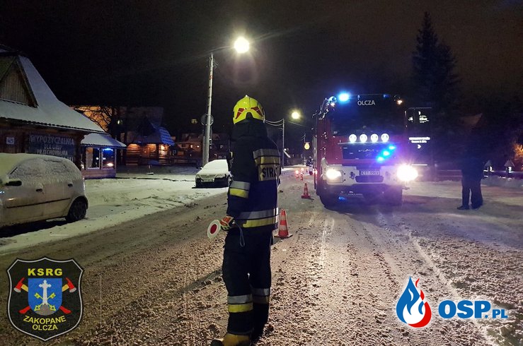 Śnieg na drogach dał się we znaki kierowcom w Zakopanem OSP Ochotnicza Straż Pożarna