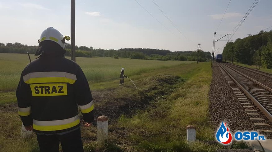 Pożar trawy na nasypie kolejowym w Malińcu OSP Ochotnicza Straż Pożarna