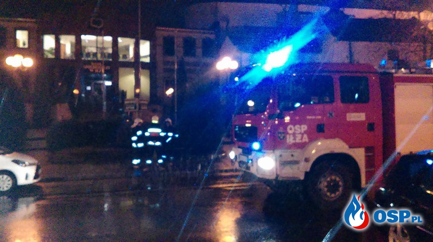 Alarm przeciwpożarowy w banku OSP Ochotnicza Straż Pożarna