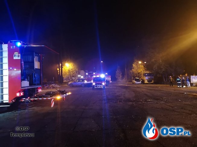 Kęszyca Leśna - całonocny pożar bloku OSP Ochotnicza Straż Pożarna