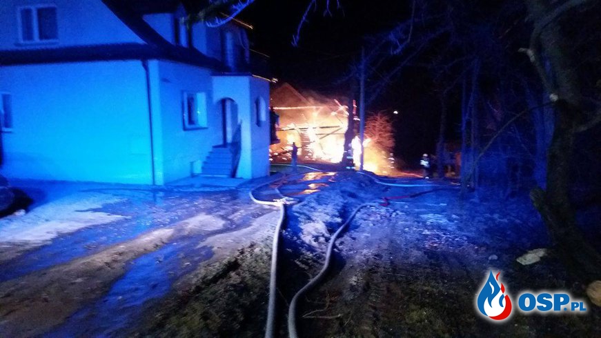 Pożar stodoły w Sułkowicach. OSP Ochotnicza Straż Pożarna