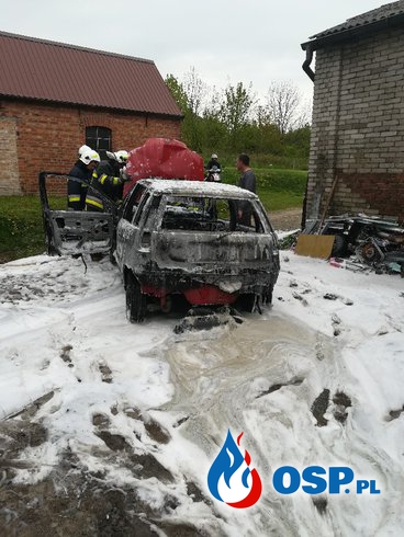 Pożar auta w Trzebiatowie OSP Ochotnicza Straż Pożarna