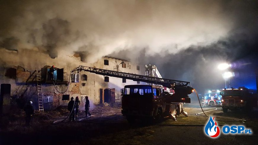 Pożar byłego PGR-u w Turzy Śląskiej. OSP Ochotnicza Straż Pożarna