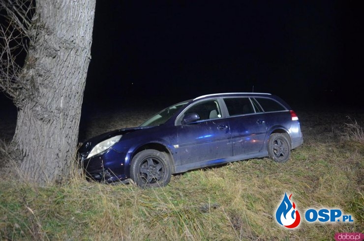 Opel uderzył w drzewo! OSP Ochotnicza Straż Pożarna