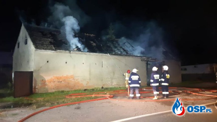 Wartosław – pożar stodoły OSP Ochotnicza Straż Pożarna