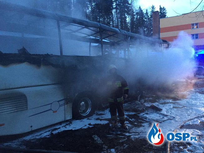 Trzy autokary doszczętnie spłonęły w nocy w Lądku Zdroju! OSP Ochotnicza Straż Pożarna