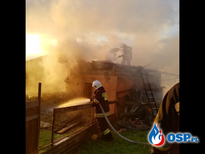 Pożar stodoły. OSP Ochotnicza Straż Pożarna