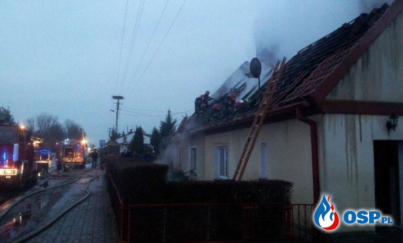 Pożar poddasza w Bałcynach 2012 OSP Ochotnicza Straż Pożarna