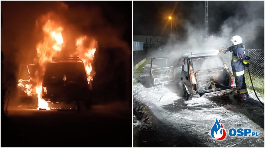 "Maluch" stanął w ogniu. Fiat 126p zapalił się podczas jazdy. OSP Ochotnicza Straż Pożarna