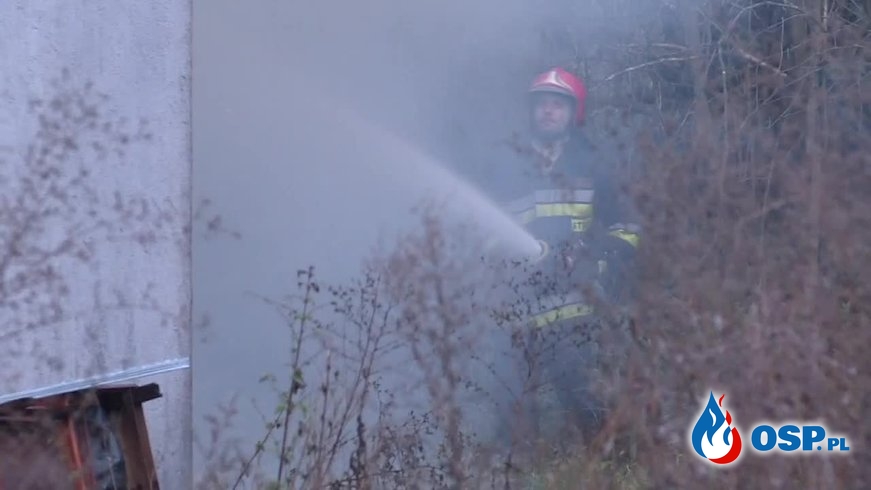 Pożar hali w Zielonej Górze. 20 zastępów strażaków w akcji gaśniczej. OSP Ochotnicza Straż Pożarna
