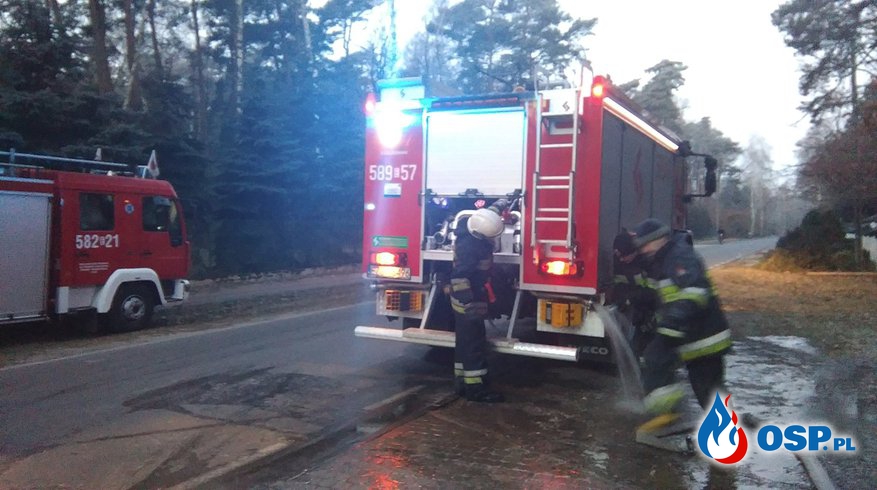 Pożar  poddasza w Restauracji „ Nasza Chata”  w miejscowości Sokolniki Las OSP Ochotnicza Straż Pożarna