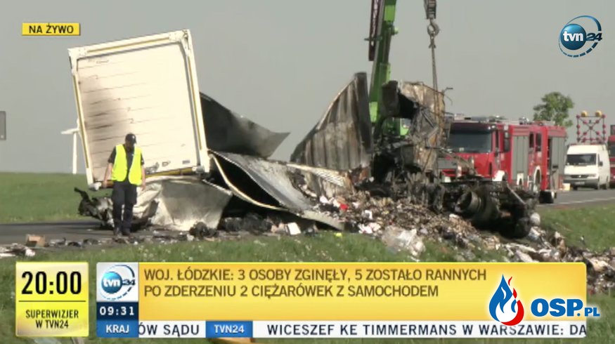 Czołowe zderzenie ciężarówek w Rękoraju. Nie żyją trzy osoby! OSP Ochotnicza Straż Pożarna