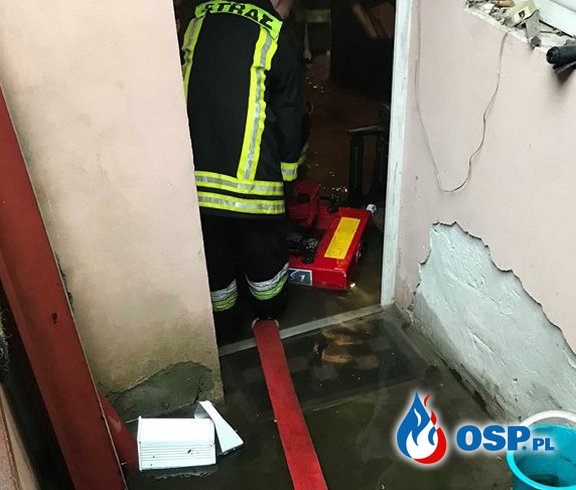 Skutki krótkotrwałego ale bardzo intensywnego opadu deszczu OSP Ochotnicza Straż Pożarna