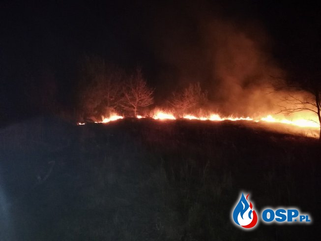 Pożar traw - Bytnica 02.04.2018/03.04.2018 OSP Ochotnicza Straż Pożarna