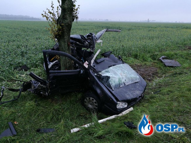 Tragiczny początek majówkowego weekendu. Zginął 31-letni pasażer golfa. OSP Ochotnicza Straż Pożarna